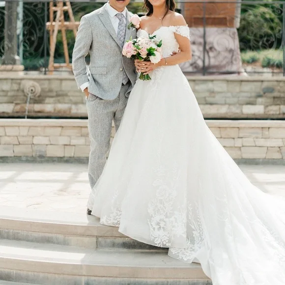 Mia Solano Dresses | Mia Solano Tara Sleeveless Wedding Dress | Color: Silver | Size: 8 Fits Like Small | Mirooy's Closet